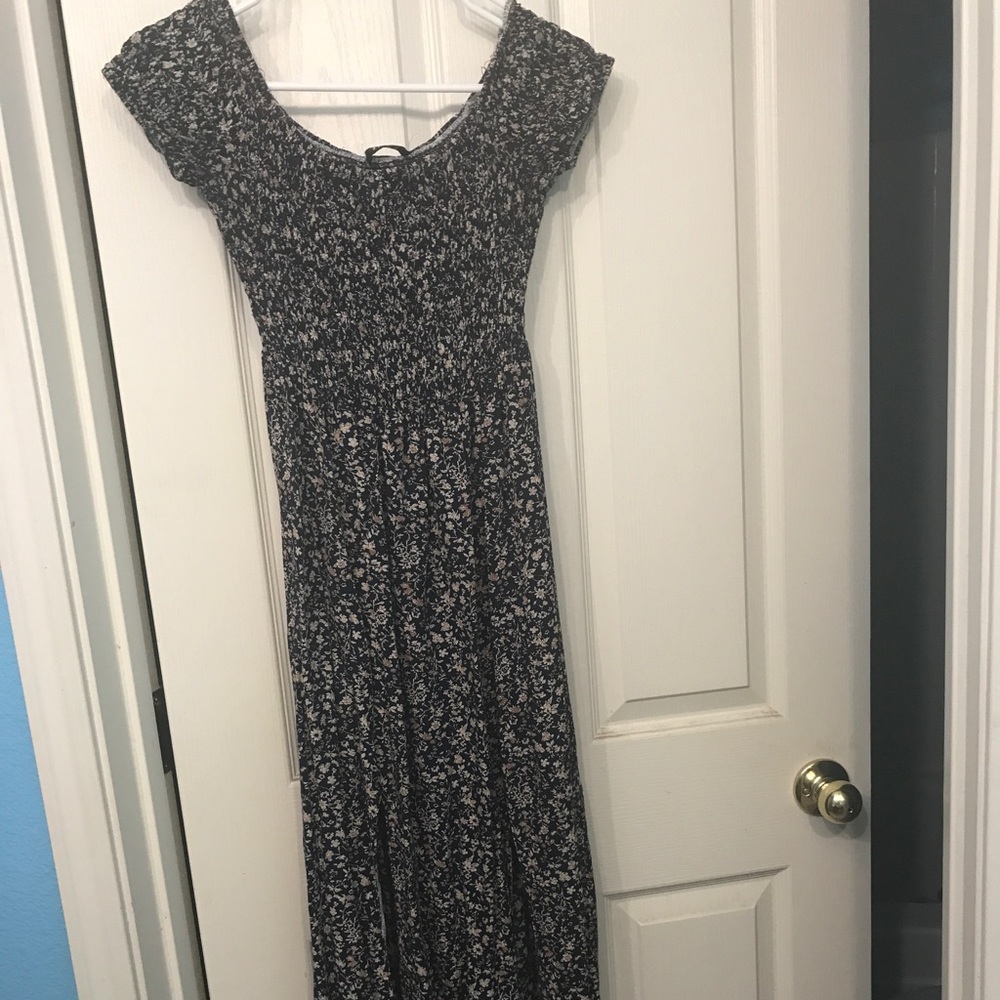 Off the shoulder dress with skirt detail floral